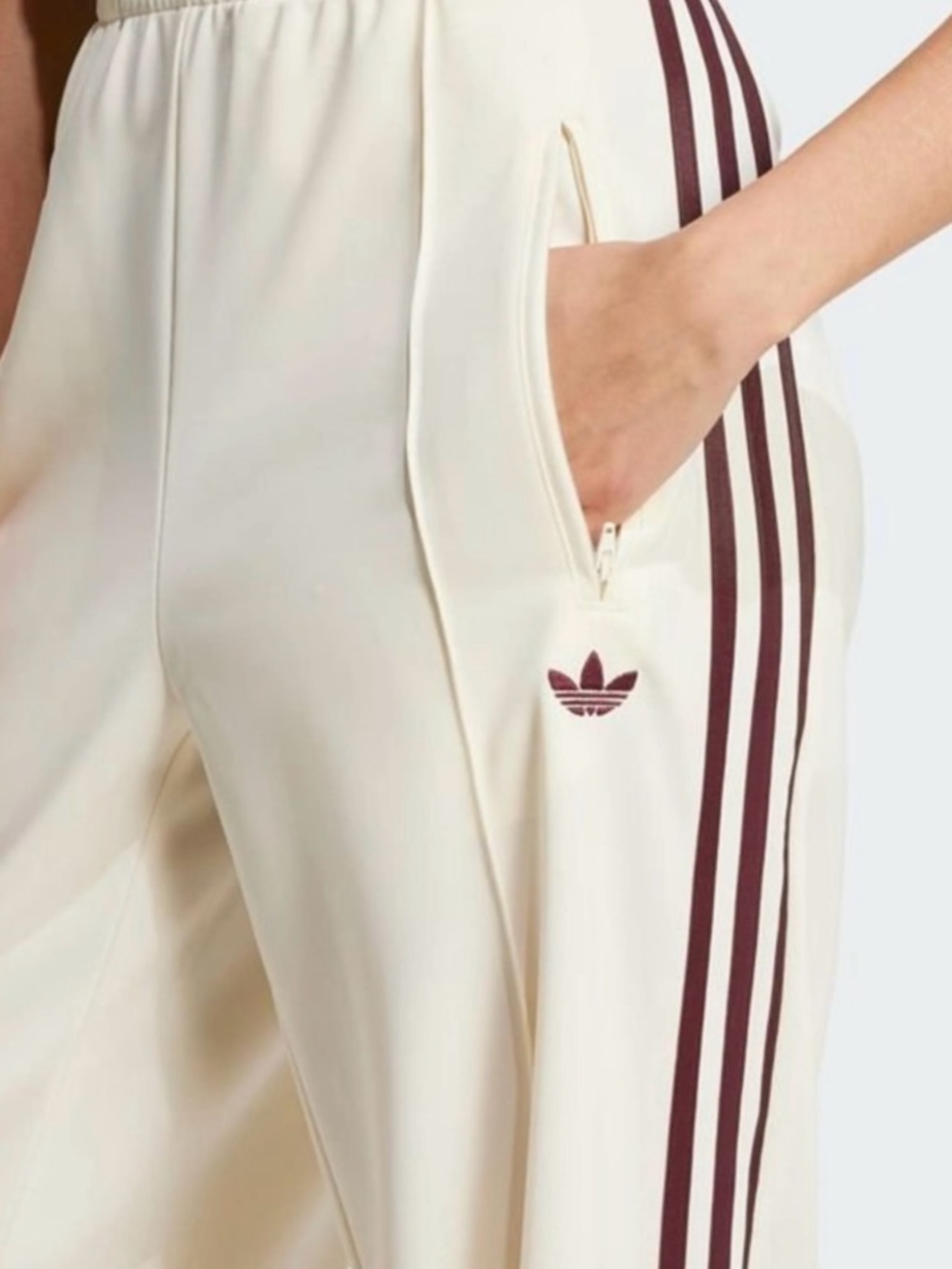 Adidas women track pants cream maroon color / brand new M